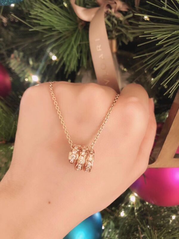 Serpenti Viper Double Coil Full Diamond Snake Necklace - Image 10