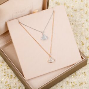 Bvlgari Diva's Dream Small Fan Full Diamond Necklace with Gold Plating
