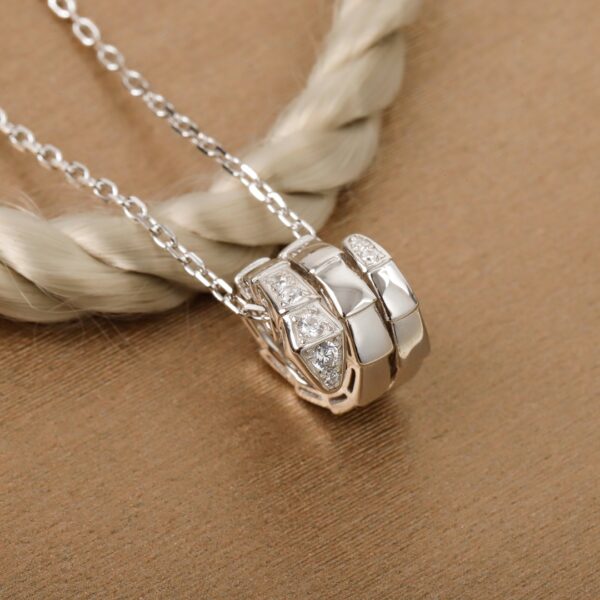 Bvlgari Serpenti Viper Double Coil Diamond Snake Necklace - Image 3
