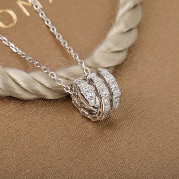 Serpenti Viper Double Coil Full Diamond Snake Necklace - Image 3