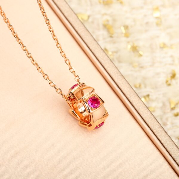 Bvlgari-Inspired Snake Bone Ruby Necklace - Image 2