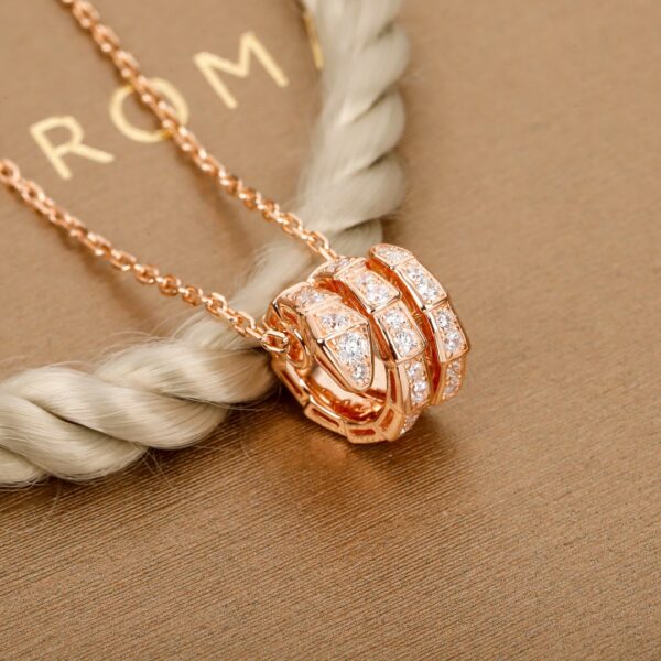 Serpenti Viper Double Coil Full Diamond Snake Necklace - Image 2