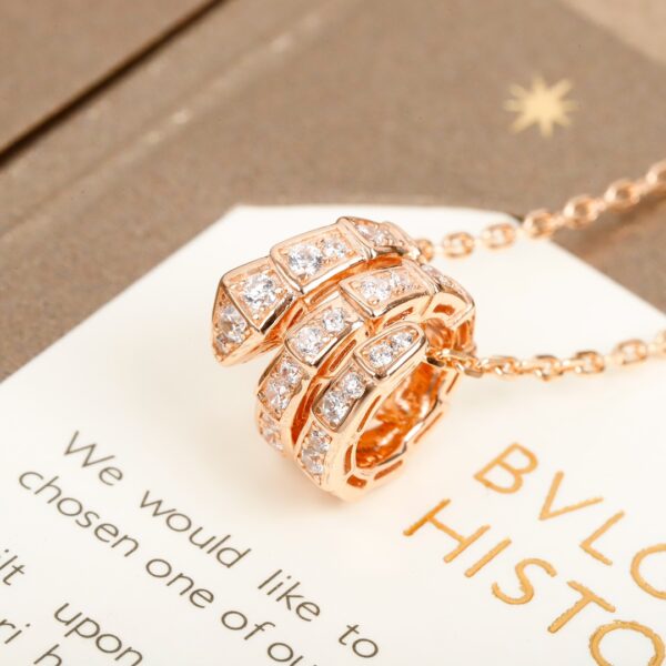 Serpenti Viper Double Coil Full Diamond Snake Necklace - Image 4