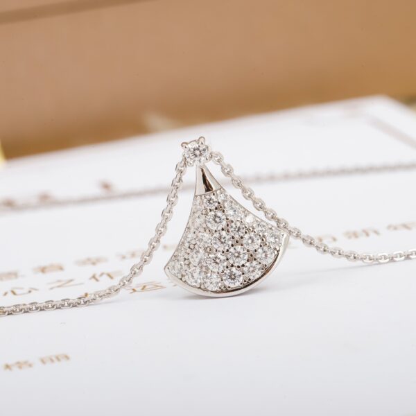 Diva's Dream Small Fan Full Diamond Necklace - Image 4