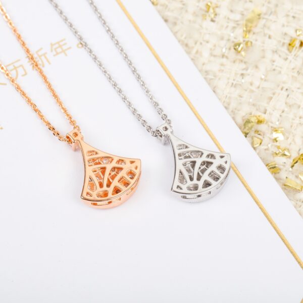 Diva's Dream Small Fan Full Diamond Necklace - Image 2
